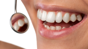 Smiling at the dentist office
